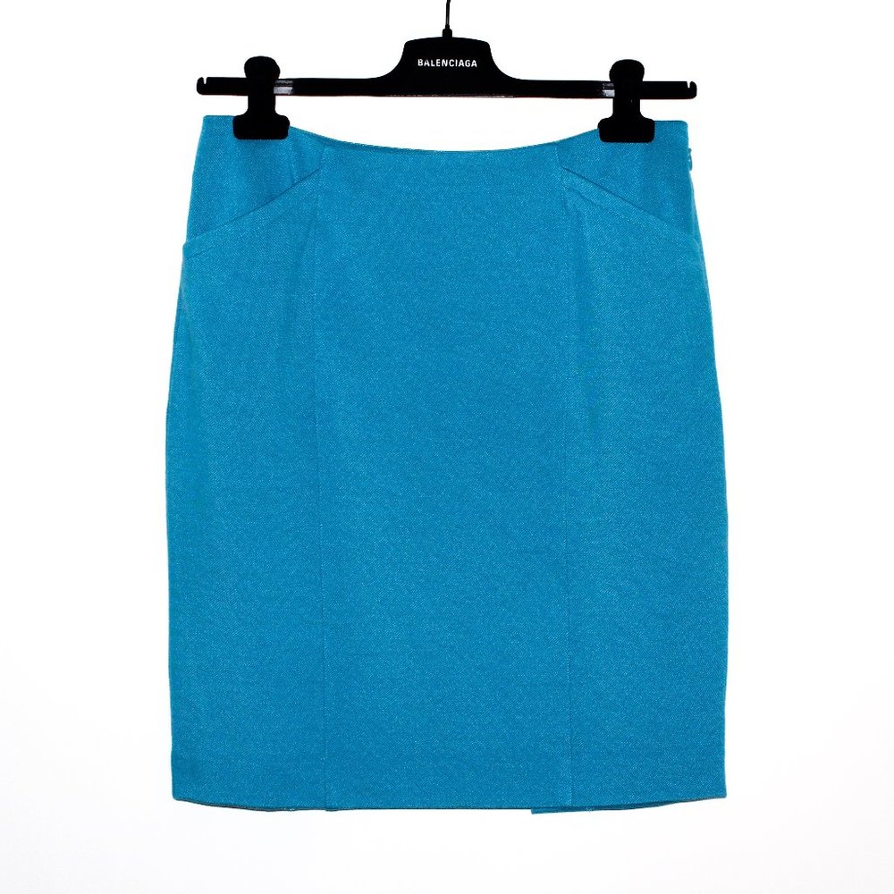 Cabi "Sigourney" Turquoise Blue Stretch Jersey Pencil Skirt